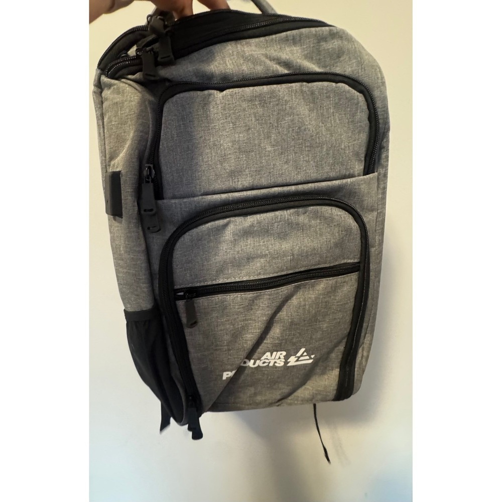 Air Products Tech Laptop Backpack Grey Heathered USB‎ Charging Port Travel Bag